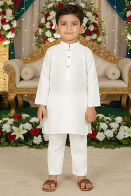 Chikankari Embroidered Cotton Kurta and Pyjama Set |Mandarin Collar Kurta | Schifli Kurta Set Ideal for Wearing Wedding, Diwali Eid and Other Festival