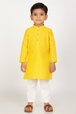 Chikankari Embroidered Cotton Kurta and Pyjama Set |Mandarin Collar Kurta | Schifli Kurta Set Ideal for Wearing Wedding, Diwali Eid and Other Festival - Image 5