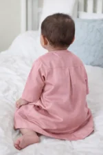 Omani Jubba for Baby Boys & Kids Premium Cotton Polyester Blend Shiny Fabric | Lightweight Arabic Thobe for Kids | Best for Eid, Ramadan Pink color - Image 2