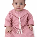 Omani Jubba for Baby Boys & Kids (6 Months – 6 Years) | Premium Cotton Polyester Blend Shiny Fabric | Lightweight Arabic Thobe for Kids | Best for Eid, Ramadan Pink color