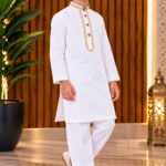 Boys Embroidered Short Kurta | Giza Cotton Ethnic Wear | Wedding & Festive Wear Kurta for Kids | Traditional Outfit for Eid, Diwali & Family Functions