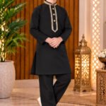 Boys Embroidered Kurta | Giza Cotton Ethnic Wear | Wedding & Festive Wear Kurta for Kids | Traditional Outfit for Eid, Diwali & Family Functions